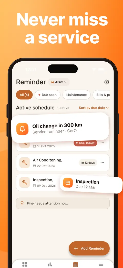 Never miss a service